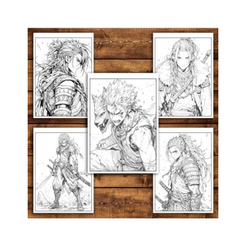 Carti si Birotica - Carti - Carti pentru copii - Carti de colorat - Carte de colorat pentru relaxare si antistres, 50 de ilustratii, Anime Warriors, 106 pagini, A5 - Infinity.ro