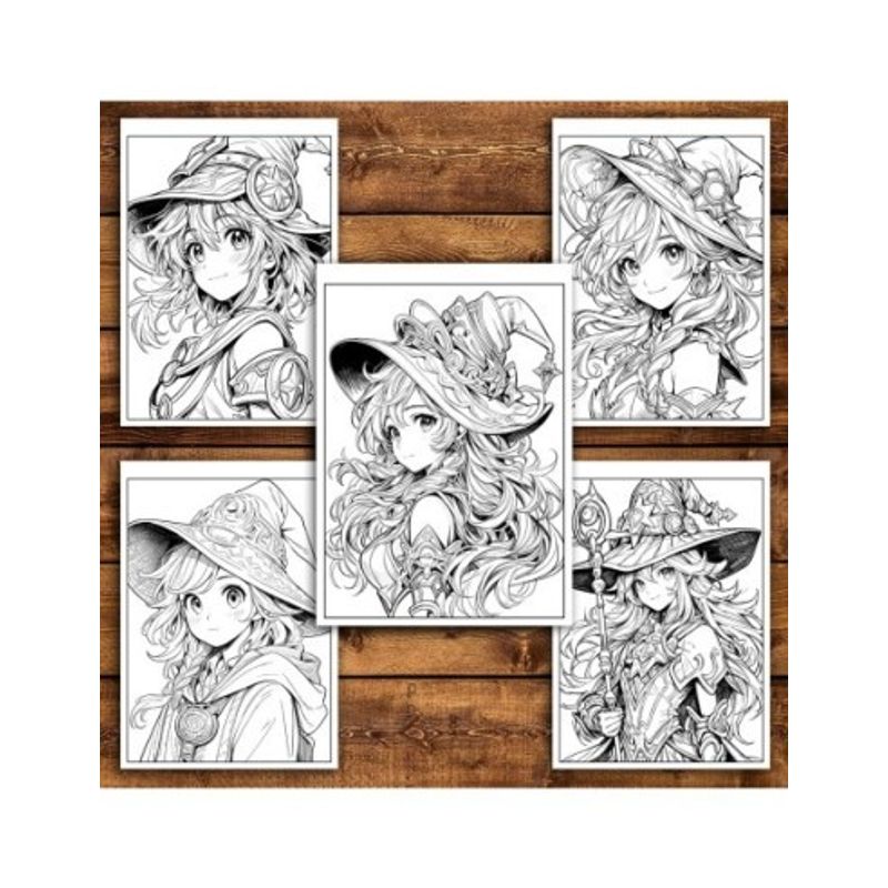 Carti si Birotica - Carti - Carti pentru copii - Carti de colorat - Carte de colorat pentru relaxare si antistres, 50 de ilustratii, Anime Witches - Volumul II, 106 pagini, A5 - Infinity.ro