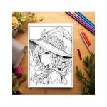 Carti si Birotica - Carti - Carti pentru copii - Carti de colorat - Carte de colorat pentru relaxare si antistres, 50 de ilustratii, Anime Witches - Volumul II, 106 pagini, A5 - Infinity.ro