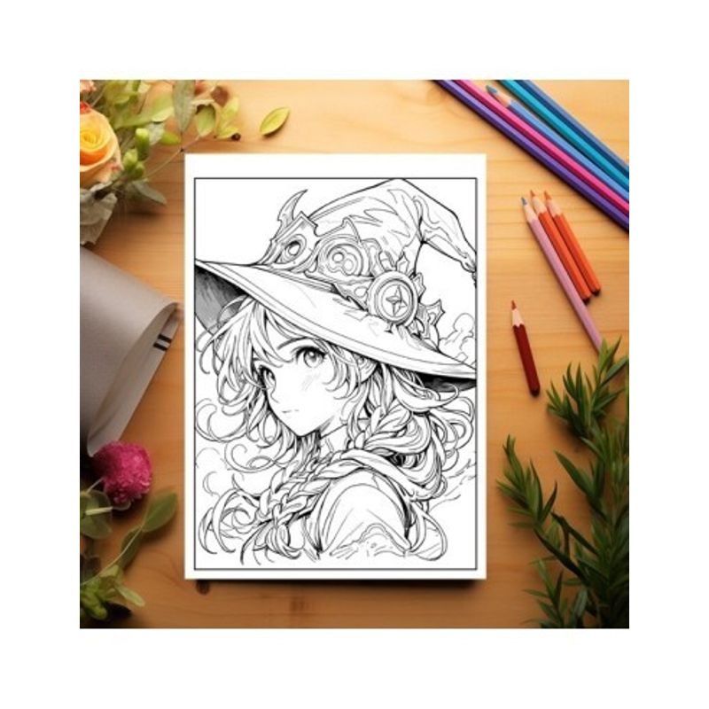 Carti si Birotica - Carti - Carti pentru copii - Carti de colorat - Carte de colorat pentru relaxare si antistres, 50 de ilustratii, Anime Witches - Volumul II, 106 pagini, A5 - Infinity.ro