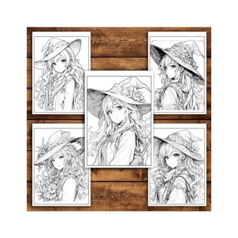 Carti si Birotica - Carti - Carti pentru copii - Carti de colorat - Carte de colorat pentru relaxare si antistres, 50 de ilustratii, Anime Witches - Volumul IV, 106 pagini, A5 - Infinity.ro