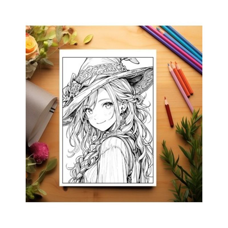 Carti si Birotica - Carti - Carti pentru copii - Carti de colorat - Carte de colorat pentru relaxare si antistres, 50 de ilustratii, Anime Witches - Volumul IV, 106 pagini, A5 - Infinity.ro