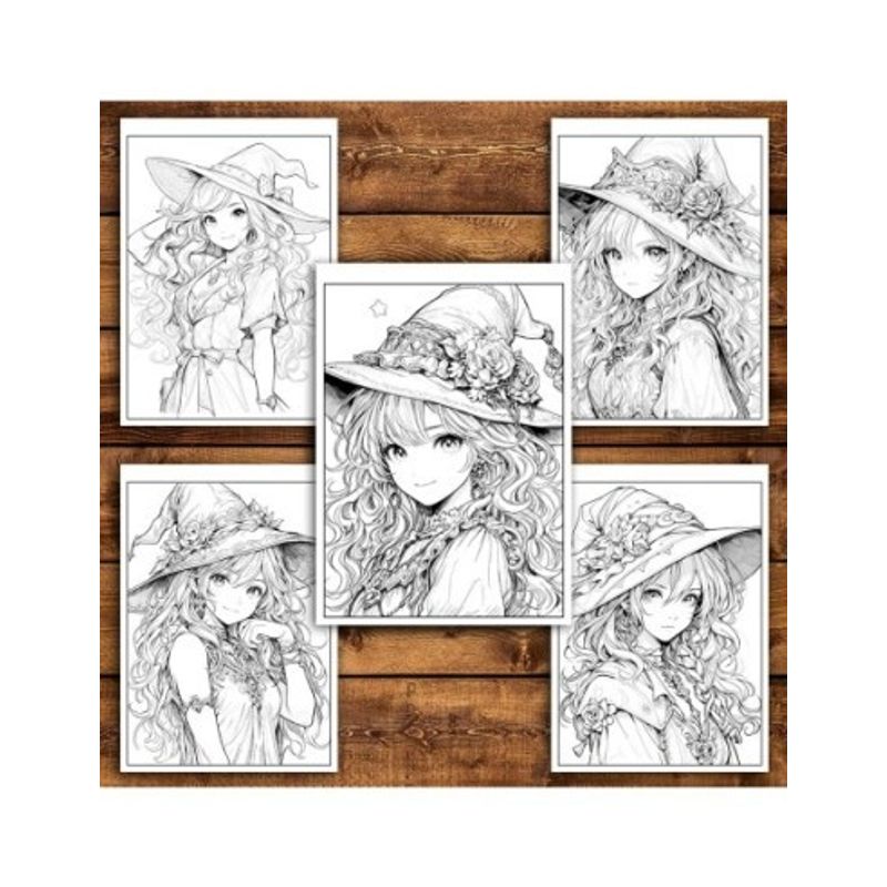 Carti si Birotica - Carti - Carti pentru copii - Carti de colorat - Carte de colorat pentru relaxare si antistres, 50 de ilustratii, Anime Witches - Volumul IV, 106 pagini, A5 - Infinity.ro