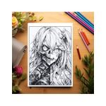 Carti si Birotica - Carti - Carti pentru copii - Carti de colorat - Carte de colorat pentru relaxare si antistres, 50 de ilustratii, Anime Zombie Girls, 106 pagini, A5 - Infinity.ro