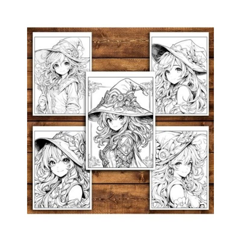Carti si Birotica - Carti - Carti pentru copii - Carti de colorat - Carte de colorat pentru relaxare si antistres, 50 de ilustratii, Anime Witches - Volumul III, 106 pagini, A5 - Infinity.ro