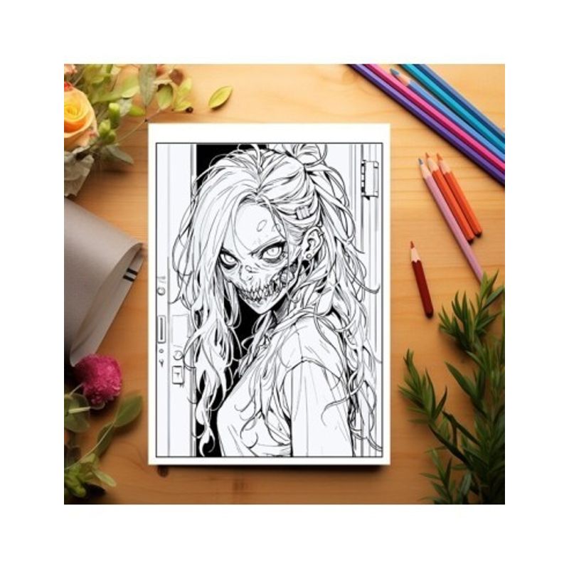 Carti si Birotica - Carti - Carti pentru copii - Carti de colorat - Carte de colorat pentru relaxare si antistres, 50 de ilustratii, Anime Zombie Girls - Volumul II, 106 pagini, A5 - Infinity.ro