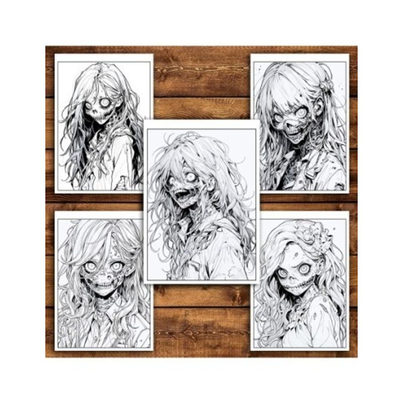 Carti si Birotica - Carti - Carti pentru copii - Carti de colorat - Carte de colorat pentru relaxare si antistres, 50 de ilustratii, Anime Zombie Girls - Volumul II, 106 pagini, A5 - Infinity.ro