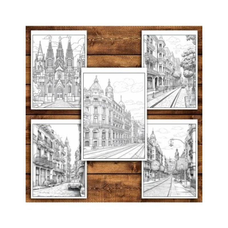 Carti si Birotica - Carti - Carti pentru copii - Carti de colorat - Carte de colorat pentru relaxare si antistres, 50 de ilustratii, Barcelona, 106 pagini, A5 - Infinity.ro