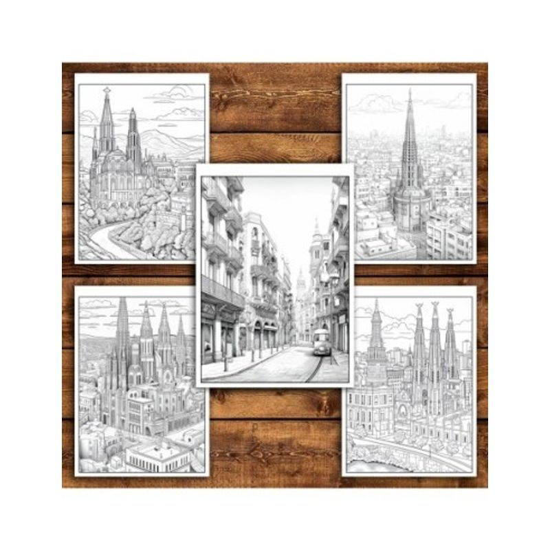 Carti si Birotica - Carti - Carti pentru copii - Carti de colorat - Carte de colorat pentru relaxare si antistres, 50 de ilustratii, Barcelona, 106 pagini, A5 - Infinity.ro
