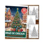 Carti si Birotica - Carti - Carti pentru copii - Carti de colorat - Carte de colorat pentru relaxare si antistres, 50 de ilustratii, Brazi de Craciun, 106 pagini, A5 - Infinity.ro