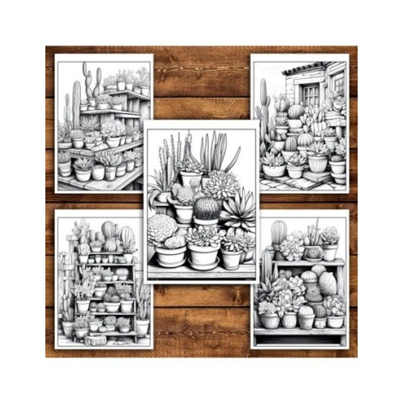 Carti si Birotica - Carti - Carti pentru copii - Carti de colorat - Carte de colorat pentru relaxare si antistres, 50 de ilustratii, Cactusi - Volumul II, 106 pagini, A5 - Infinity.ro