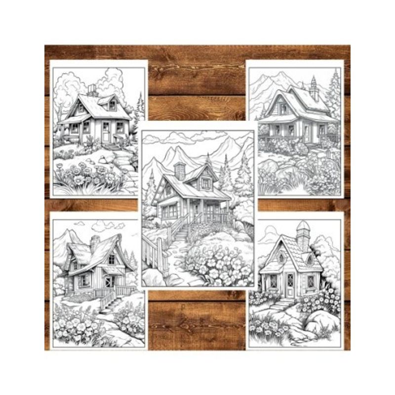 Carti si Birotica - Carti - Carti pentru copii - Carti de colorat - Carte de colorat pentru relaxare si antistres, 50 de ilustratii, Cabanute - Volumul II, 106 pagini, A5 - Infinity.ro