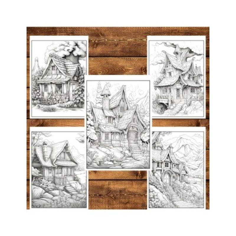 Carti si Birotica - Carti - Carti pentru copii - Carti de colorat - Carte de colorat pentru relaxare si antistres, 50 de ilustratii, Cabanute, 106 pagini, A5 - Infinity.ro
