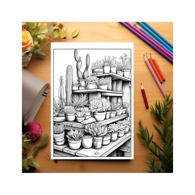 Carti si Birotica - Carti - Carti pentru copii - Carti de colorat - Carte de colorat pentru relaxare si antistres, 50 de ilustratii, Cactusi - Volumul II, 106 pagini, A5 - Infinity.ro
