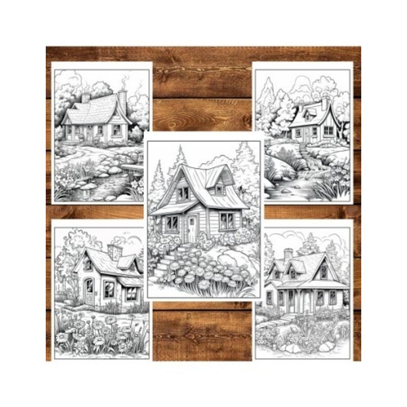 Carti si Birotica - Carti - Carti pentru copii - Carti de colorat - Carte de colorat pentru relaxare si antistres, 50 de ilustratii, Cabanute - Volumul II, 106 pagini, A5 - Infinity.ro