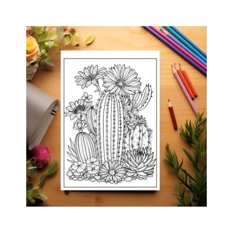 Carti si Birotica - Carti - Carti pentru copii - Carti de colorat - Carte de colorat pentru relaxare si antistres, 50 de ilustratii, Cactusi - Volumul I, 106 pagini, A5 - Infinity.ro
