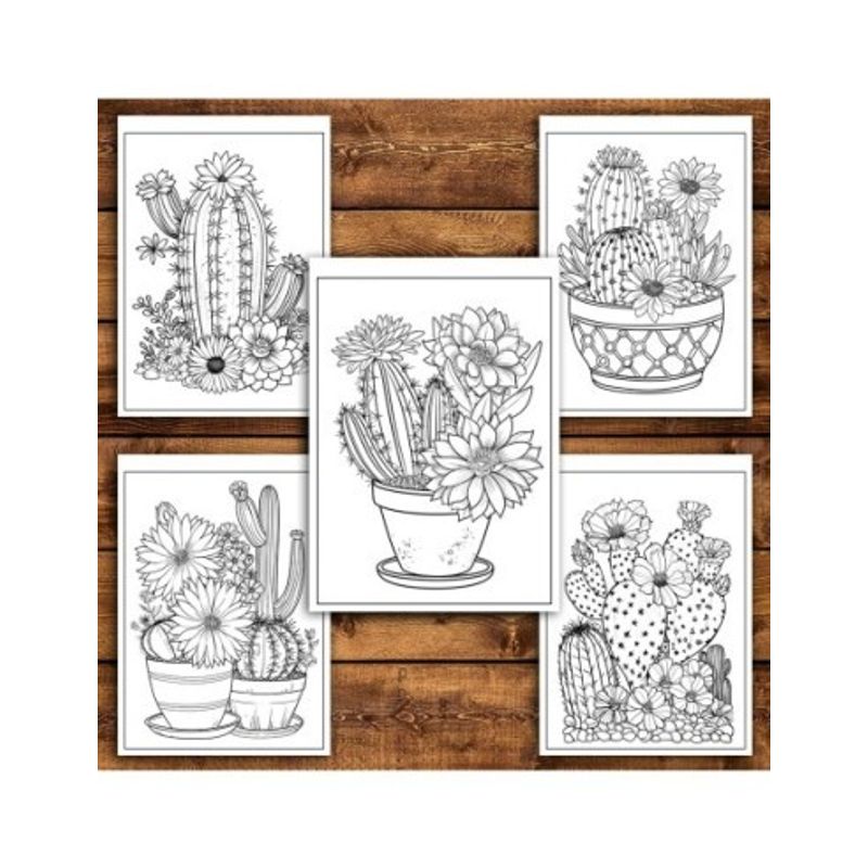 Carti si Birotica - Carti - Carti pentru copii - Carti de colorat - Carte de colorat pentru relaxare si antistres, 50 de ilustratii, Cactusi - Volumul I, 106 pagini, A5 - Infinity.ro