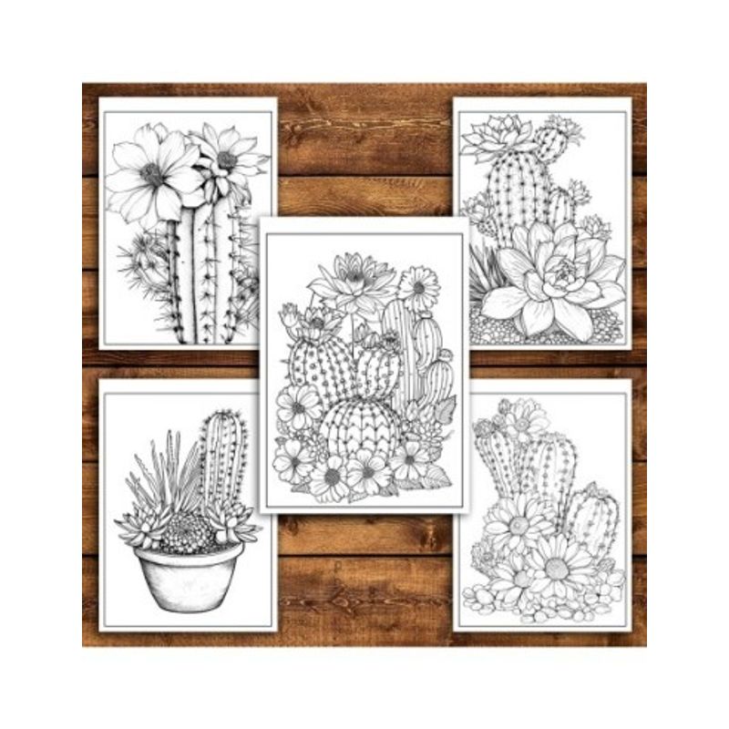 Carti si Birotica - Carti - Carti pentru copii - Carti de colorat - Carte de colorat pentru relaxare si antistres, 50 de ilustratii, Cactusi - Volumul I, 106 pagini, A5 - Infinity.ro