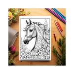 Carti si Birotica - Carti - Carti pentru copii - Carti de colorat - Carte de colorat pentru relaxare si antistres, 50 de ilustratii, Cai Florali, 106 pagini, A5 - Infinity.ro