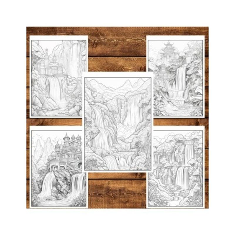 Carti si Birotica - Carti - Carti pentru copii - Carti de colorat - Carte de colorat pentru relaxare si antistres, 50 de ilustratii, Cascade fantastice, 106 pagini, A5 - Infinity.ro