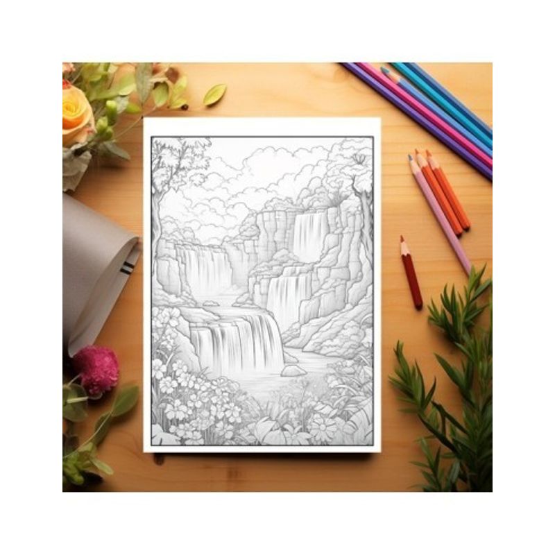 Carti si Birotica - Carti - Carti pentru copii - Carti de colorat - Carte de colorat pentru relaxare si antistres, 50 de ilustratii, Cascade fantastice, 106 pagini, A5 - Infinity.ro