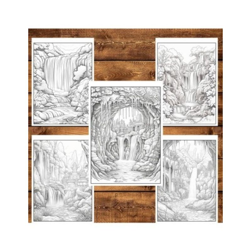 Carti si Birotica - Carti - Carti pentru copii - Carti de colorat - Carte de colorat pentru relaxare si antistres, 50 de ilustratii, Cascade fantastice, 106 pagini, A5 - Infinity.ro