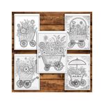 Carti si Birotica - Carti - Carti pentru copii - Carti de colorat - Carte de colorat pentru relaxare si antistres, 50 de ilustratii, Carucioare cu flori, 106 pagini, A5 - Infinity.ro