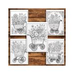 Carti si Birotica - Carti - Carti pentru copii - Carti de colorat - Carte de colorat pentru relaxare si antistres, 50 de ilustratii, Carucioare cu flori, 106 pagini, A5 - Infinity.ro