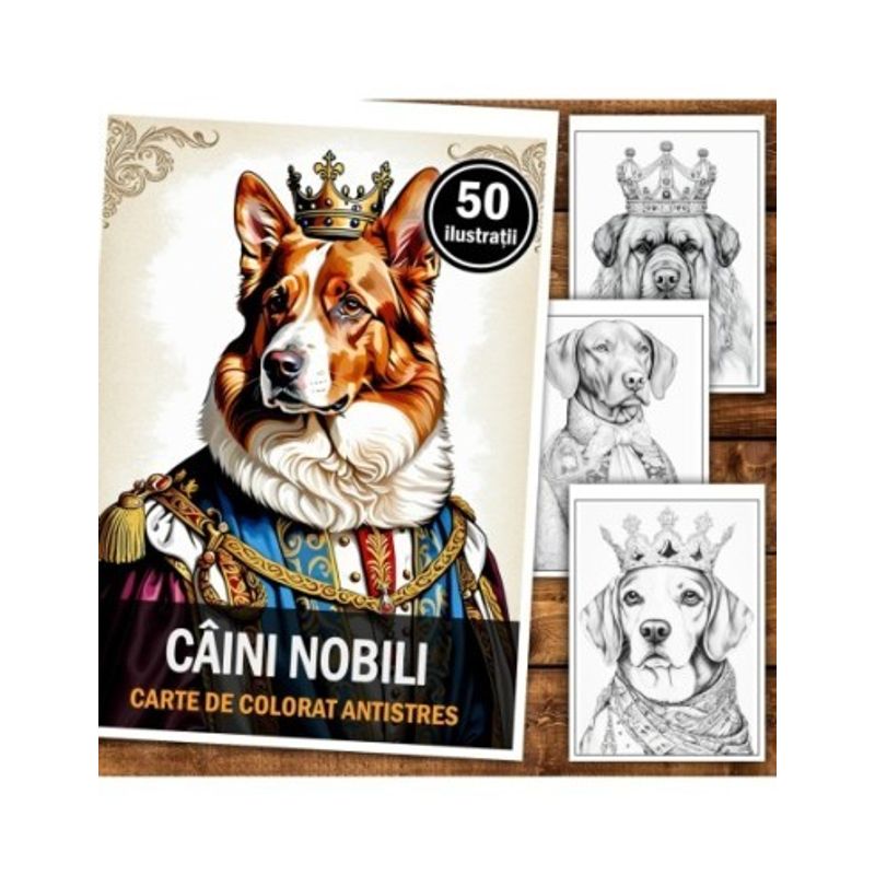 Carti si Birotica - Carti - Carti pentru copii - Carti de colorat - Carte de colorat pentru relaxare si antistres, 50 de ilustratii, Caini Nobili, 106 pagini, A5 - Infinity.ro