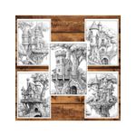 Carti si Birotica - Carti - Carti pentru copii - Carti de colorat - Carte de colorat pentru relaxare si antistres, 50 de ilustratii, Castele in copaci, 106 pagini, A5 - Infinity.ro