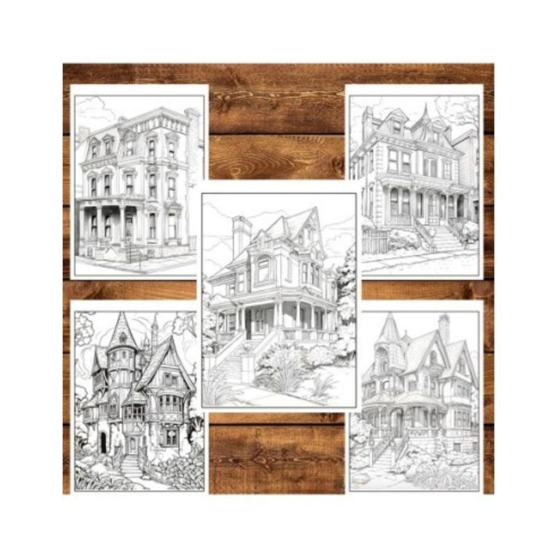 Carti si Birotica - Carti - Carti pentru copii - Carti de colorat - Carte de colorat pentru relaxare si antistres, 50 de ilustratii, Case de epoca, 106 pagini, A5 - Infinity.ro