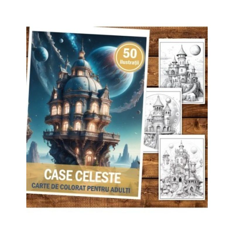 Carti si Birotica - Carti - Carti pentru copii - Carti de colorat - Carte de colorat pentru relaxare si antistres, 50 de ilustratii, Case Celeste, 106 pagini, A5 - Infinity.ro