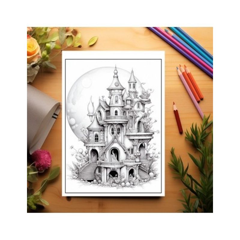 Carti si Birotica - Carti - Carti pentru copii - Carti de colorat - Carte de colorat pentru relaxare si antistres, 50 de ilustratii, Case Celeste, 106 pagini, A5 - Infinity.ro