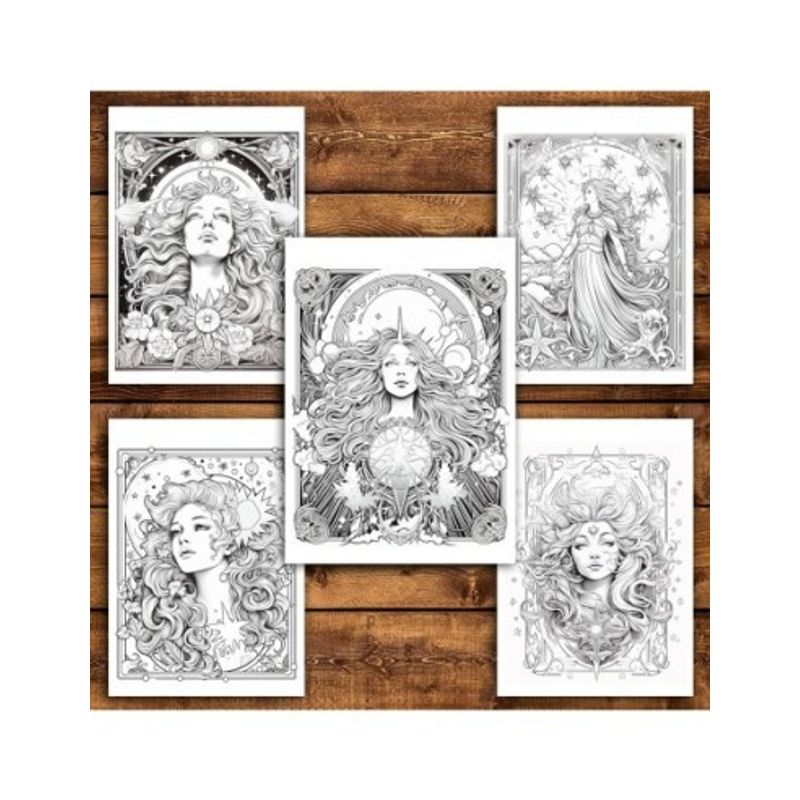 Carti si Birotica - Carti - Carti pentru copii - Carti de colorat - Carte de colorat pentru relaxare si antistres, 50 de ilustratii, Celestial Tarot 106 pagini, A5 - Infinity.ro