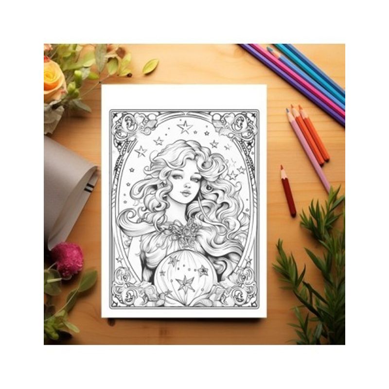 Carti si Birotica - Carti - Carti pentru copii - Carti de colorat - Carte de colorat pentru relaxare si antistres, 50 de ilustratii, Celestial Tarot 106 pagini, A5 - Infinity.ro