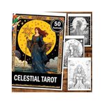 Carti si Birotica - Carti - Carti pentru copii - Carti de colorat - Carte de colorat pentru relaxare si antistres, 50 de ilustratii, Celestial Tarot 106 pagini, A5 - Infinity.ro
