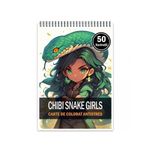Carti si Birotica - Carti - Carti pentru copii - Carti de colorat - Carte de colorat pentru relaxare si antistres, 50 de ilustratii, Chibi Snake Girls, 106 pagini, A5 - Infinity.ro