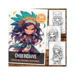 Carti si Birotica - Carti - Carti pentru copii - Carti de colorat - Carte de colorat pentru relaxare si antistres, 50 de ilustratii, Chibi Indians, 106 pagini, A5 - Infinity.ro