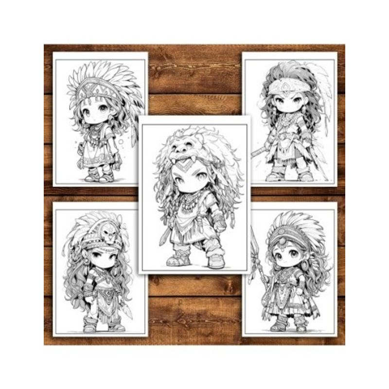Carti si Birotica - Carti - Carti pentru copii - Carti de colorat - Carte de colorat pentru relaxare si antistres, 50 de ilustratii, Chibi Indians, 106 pagini, A5 - Infinity.ro