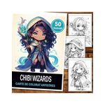 Carti si Birotica - Carti - Carti pentru copii - Carti de colorat - Carte de colorat pentru relaxare si antistres, 50 de ilustratii, Chibi Wizards, 106 pagini, A5 - Infinity.ro