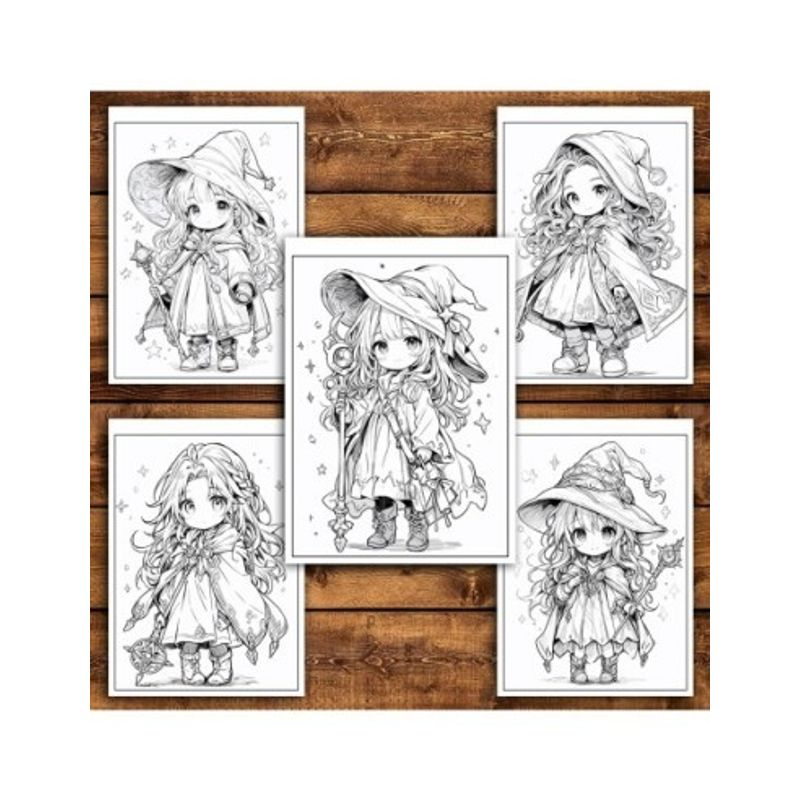 Carti si Birotica - Carti - Carti pentru copii - Carti de colorat - Carte de colorat pentru relaxare si antistres, 50 de ilustratii, Chibi Wizards, 106 pagini, A5 - Infinity.ro