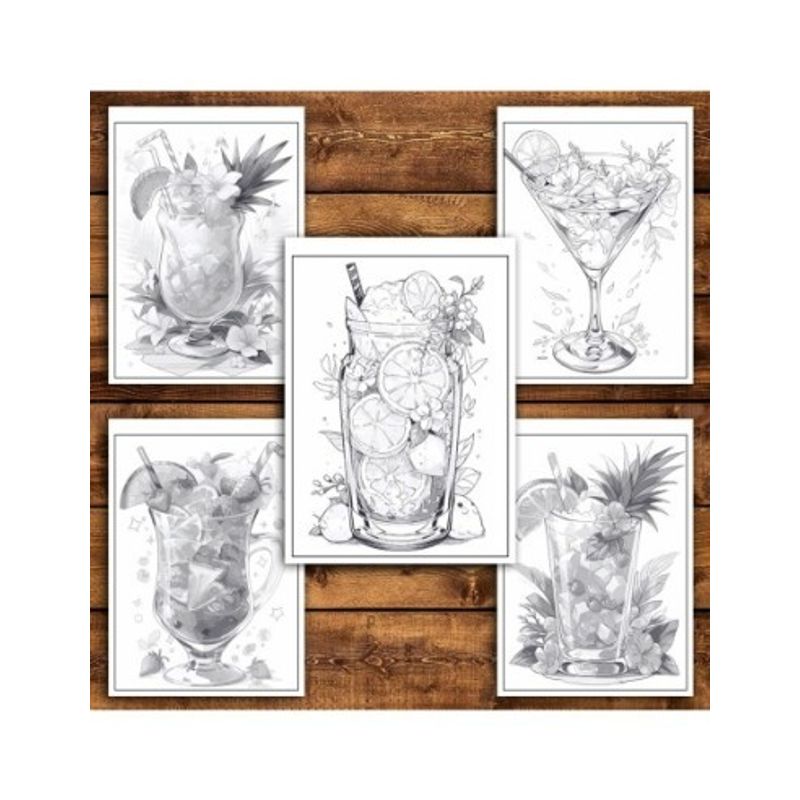 Carti si Birotica - Carti - Carti pentru copii - Carti de colorat - Carte de colorat pentru relaxare si antistres, 50 de ilustratii, Cocktail Glasses 106 pagini, A5 - Infinity.ro