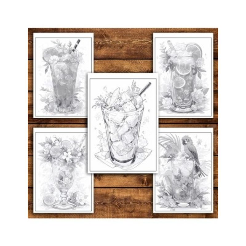 Carti si Birotica - Carti - Carti pentru copii - Carti de colorat - Carte de colorat pentru relaxare si antistres, 50 de ilustratii, Cocktail Glasses 106 pagini, A5 - Infinity.ro