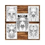 Carti si Birotica - Carti - Carti pentru copii - Carti de colorat - Carte de colorat pentru relaxare si antistres, 50 de ilustratii, Creepy Kawaii Girls, 106 pagini, A5 - Infinity.ro