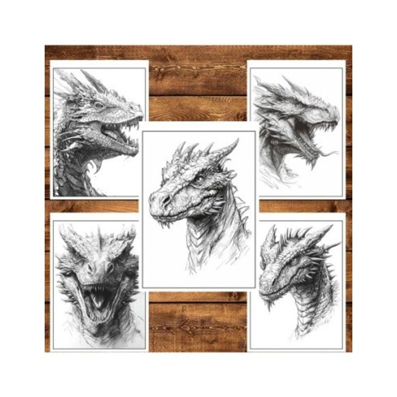 Carti si Birotica - Carti - Carti pentru copii - Carti de colorat - Carte de colorat pentru relaxare si antistres, 50 de ilustratii, Dragoni - Volumul II, 106 pagini, A5 - Infinity.ro