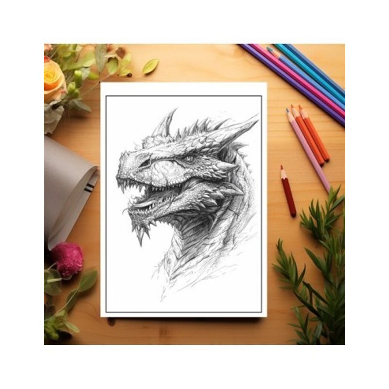 Carti si Birotica - Carti - Carti pentru copii - Carti de colorat - Carte de colorat pentru relaxare si antistres, 50 de ilustratii, Dragoni - Volumul II, 106 pagini, A5 - Infinity.ro