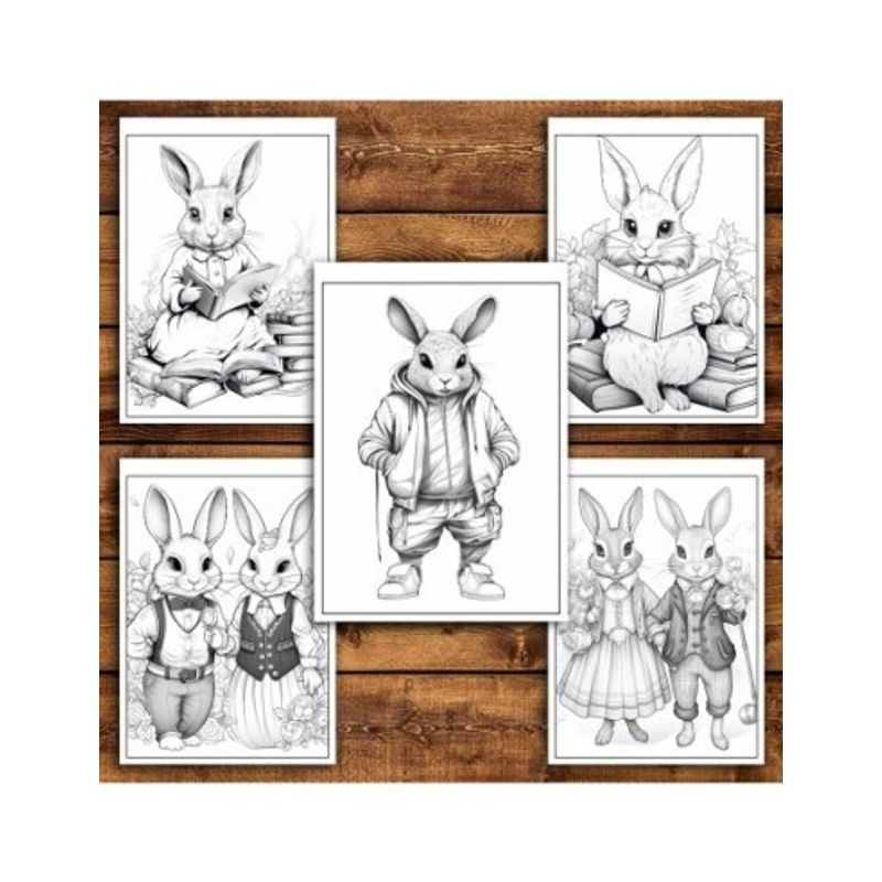 Carti si Birotica - Carti - Carti pentru copii - Carti de colorat - Carte de colorat pentru relaxare si antistres, 50 de ilustratii, Fantasy Rabbits, 106 pagini, A5 - Infinity.ro