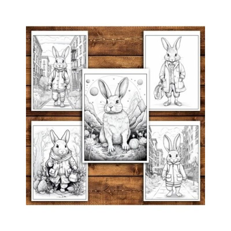 Carti si Birotica - Carti - Carti pentru copii - Carti de colorat - Carte de colorat pentru relaxare si antistres, 50 de ilustratii, Fantasy Rabbits, 106 pagini, A5 - Infinity.ro