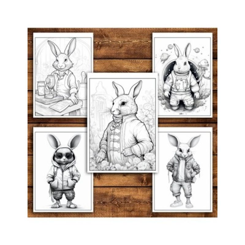 Carti si Birotica - Carti - Carti pentru copii - Carti de colorat - Carte de colorat pentru relaxare si antistres, 50 de ilustratii, Fantasy Rabbits, 106 pagini, A5 - Infinity.ro