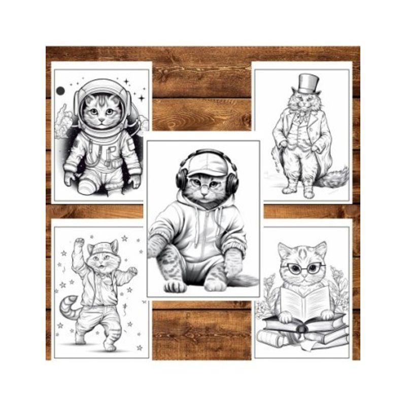 Carti si Birotica - Carti - Carti pentru copii - Carti de colorat - Carte de colorat pentru relaxare si antistres, 50 de ilustratii, Fantasy Cats, 106 pagini, A5 - Infinity.ro